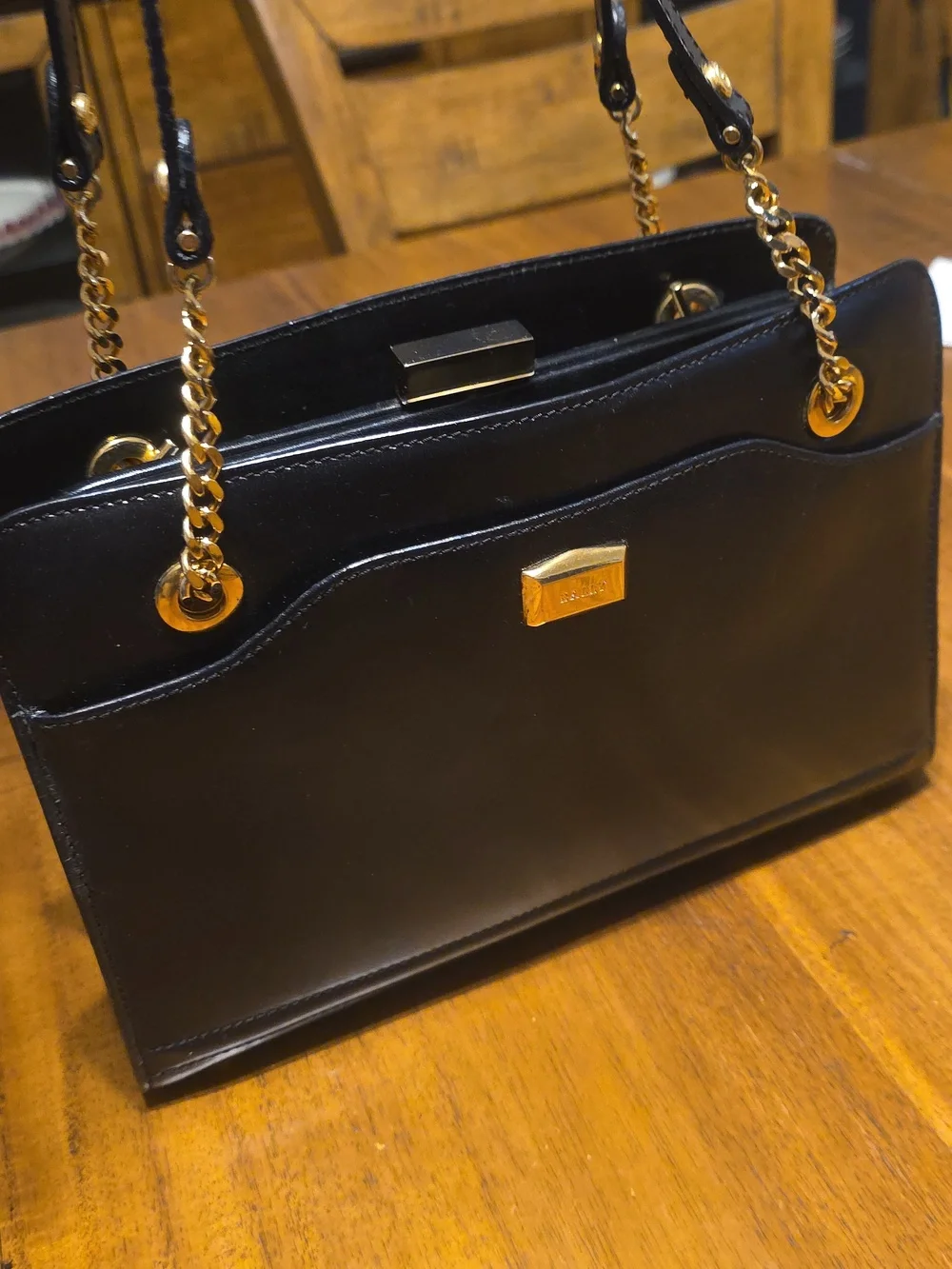 Bally Vintage Black Leather Chain Shoulder Bag - Picture 16 of 16